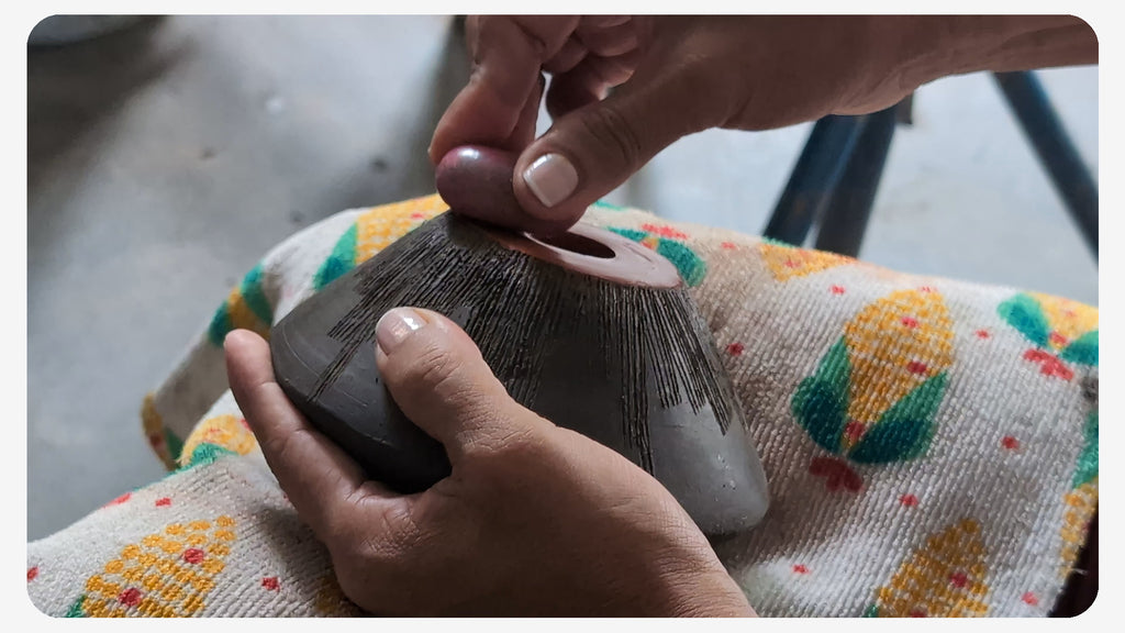 Artisan Burnishing Ceramics from La Chamba Collection by Wolf & Miu
