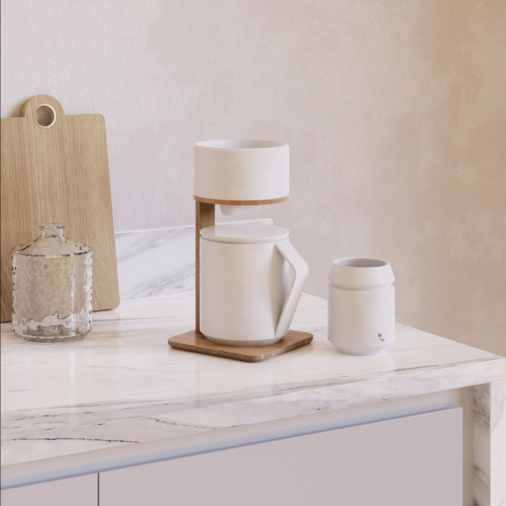 Quindio Collection Pour Over Coffe Maker Alba and Mug White by Wolf & Miu