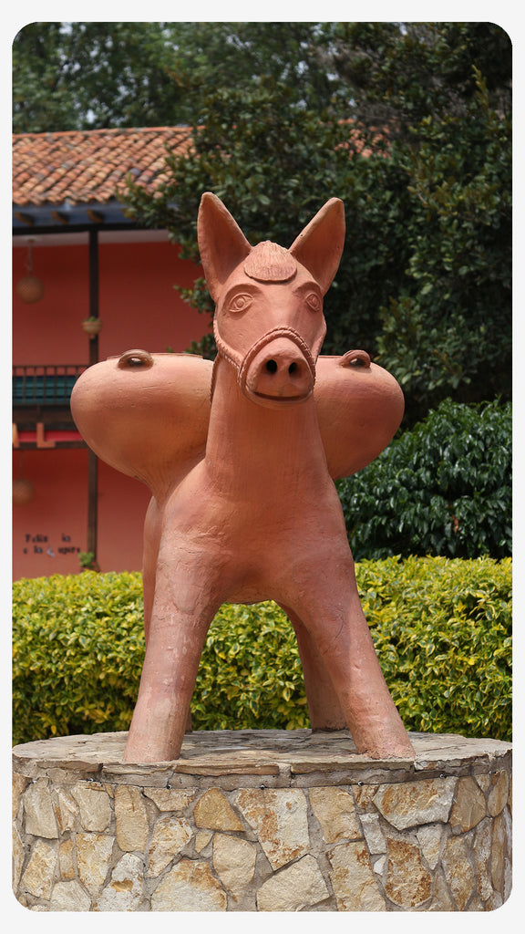 Terracota Sculpture of a Donkey in the Main Square Raquira