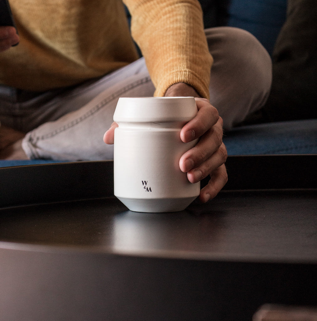 White Sensory Double Walled Mug by Wolf & Miu Handcrafted in Barcelona